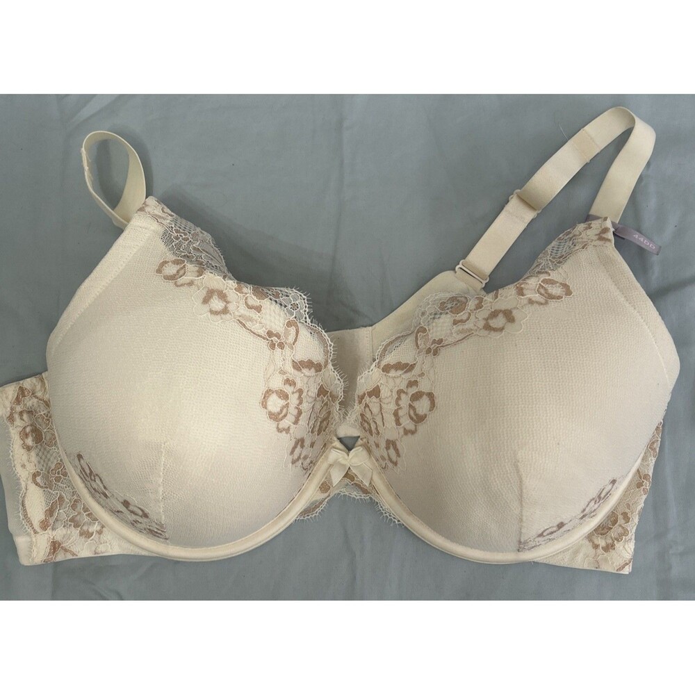 Ambrielle Ivory Lace Overlay Plunge  Pushup Padded Underwire Bra 44 DD